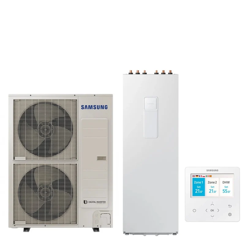 ClimateHub Samsung AE120RXYDEG/EU Split-Luft-Wasser-Wärmepumpe + 260-Liter-Wasserkocher AE260RNWMEG/EU mit Steuerung im Lieferumfang enthalten