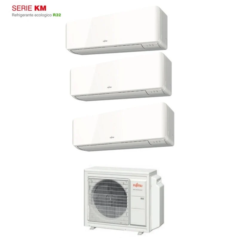 SCHNÄPPCHENBEREICH Fujitsu Trial Split Inverter Klimaanlage KM 7+9+9 Serie mit AOYG18KBTA3 R-32 7000+9000+9000 WLAN optional KMCC – NEU