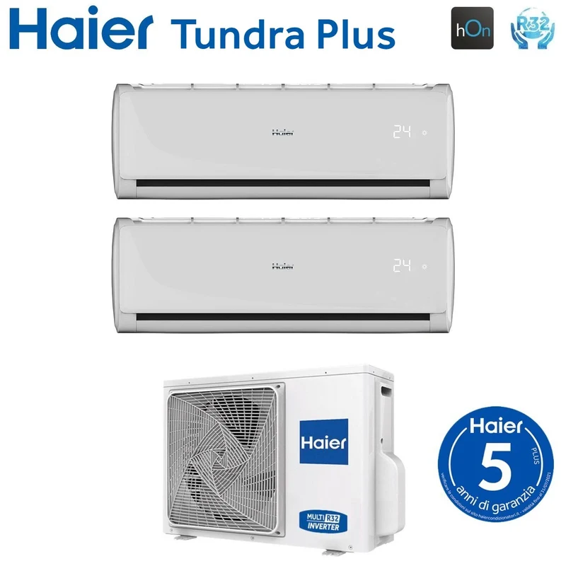 Haier Dual-Split-Inverter-Klimaanlage TUNDRA PLUS 7+12-Serie mit 2U40S2SM1FA R-32 integriertem WLAN 7000+12000