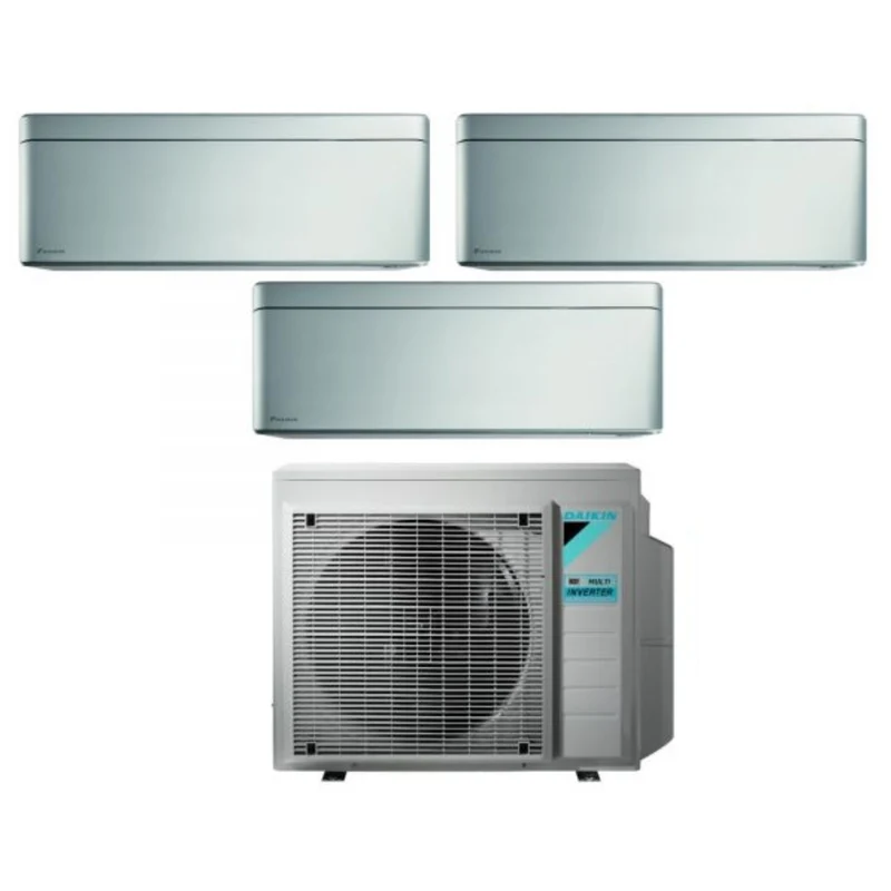 Daikin Bluevolution Trial Split Inverter-Klimaanlage STYLISH TOTAL SILVER 7+9+9-Serie mit 3MXM52N R-32 integriertem WLAN 7000+9000+9000 graue Farbe – italienische Garantie