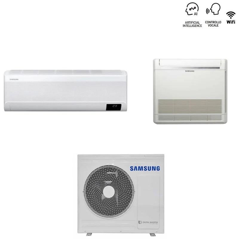 Samsung Dual Split Inverter-Klimaanlage CEBU 9000-Serie + 12000-Konsole mit AJ050TXJ2KG R-32 integriertem WLAN 9+12