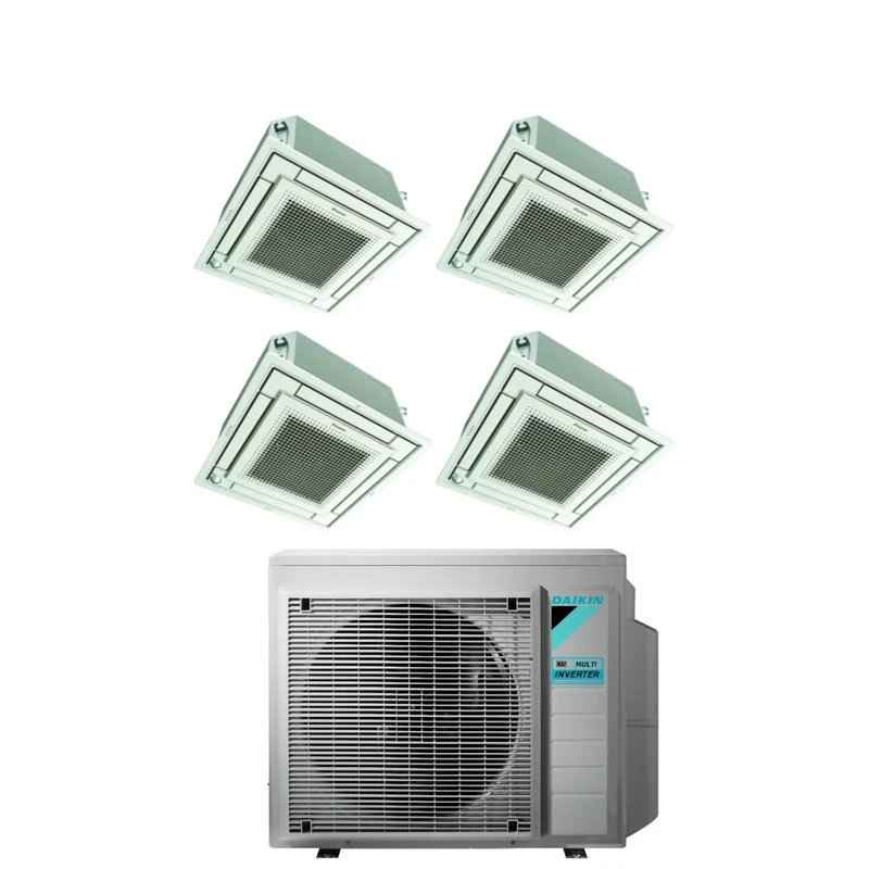 Daikin Bluevolution Inverter-Klimaanlage, geteilte Kassette, FFA-A 9+9+9+12 mit 4MXM68N R-32 WLAN, optional mit weißem Gitter im Lieferumfang enthalten, 9000+9000+9000+12000 – italienische Garantie