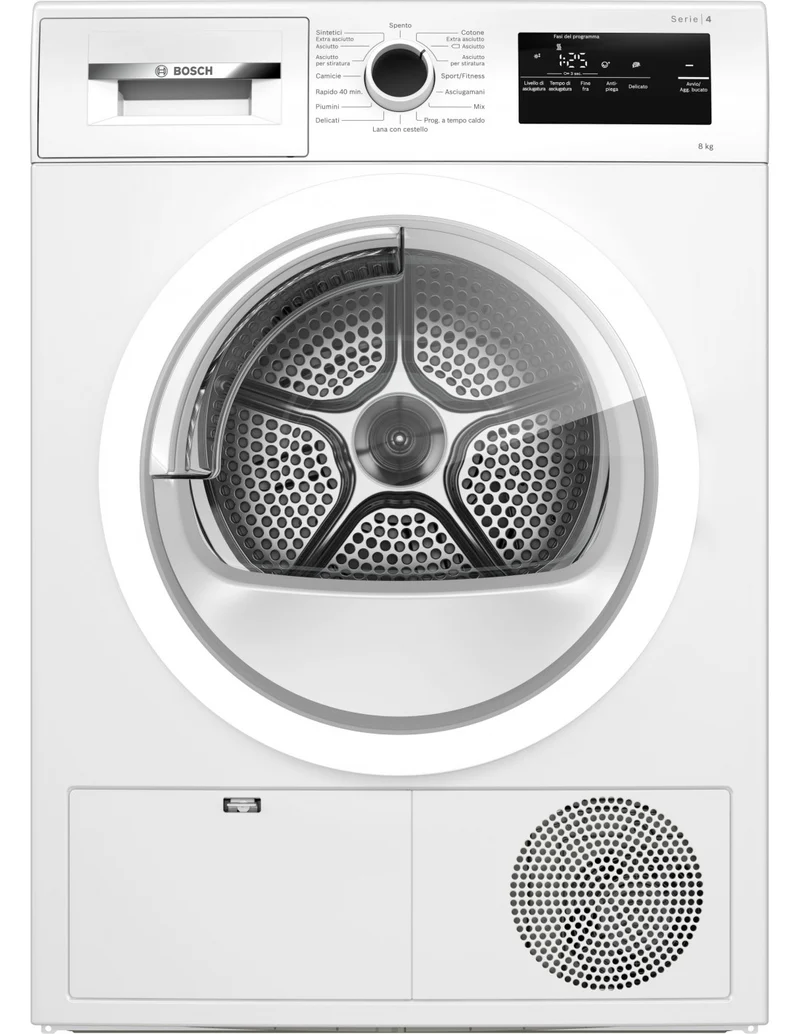 Asciugatrice a Pompa di Calore 8 Kg Bosch WTH85V18II Classe A++ (A84,2xL59,8xP61,3) EasyClean AutoDry