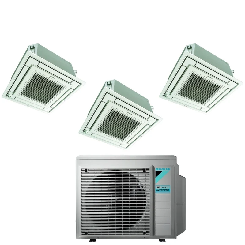 Daikin Bluevolution Inverter Trial Split-Kassetten-Klimaanlage FFA-A 9+9+12 mit 3MXM68N R-32 WLAN optional mit weißem Gitter inklusive 9000+9000+12000 – italienische Garantie