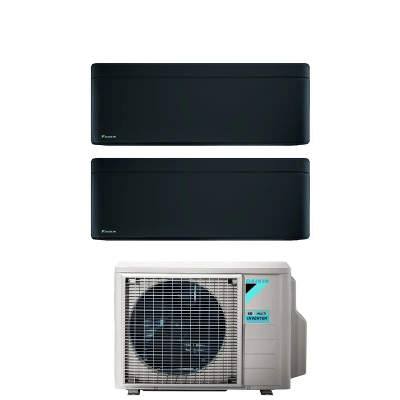 Daikin Stylish Total Black 9+12 Dual-Split-Klimaanlage mit 2MXM40A R-32 integriertem WLAN. Schwarze italienische Garantie