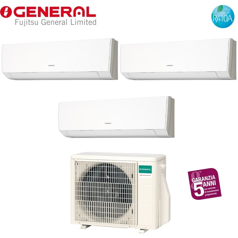 Klimaanlage General Fujitsu Trial-Split Inverter Serie LMCA 9+9+14 mit AOHG24LAT3 R-410 9000+9000+14000
