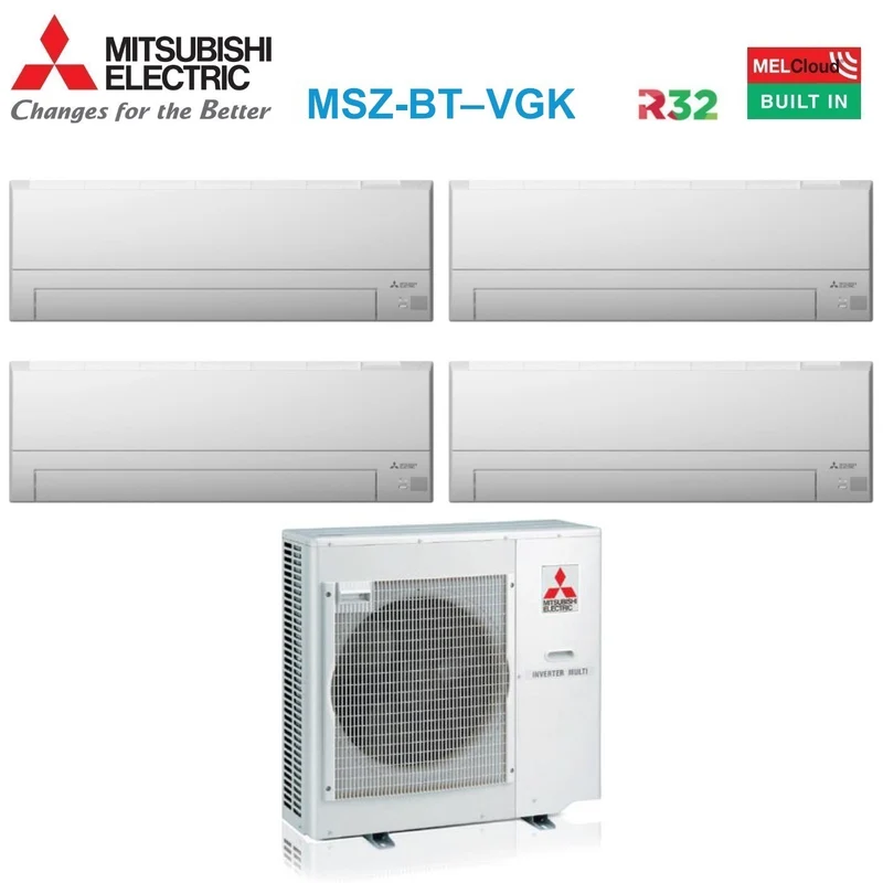 Quadri Split--Klimaanlage Mitsubishi Electric MSZ-BT 7+7+7+9 mit MXZ-4F72VF integriertem WLAN