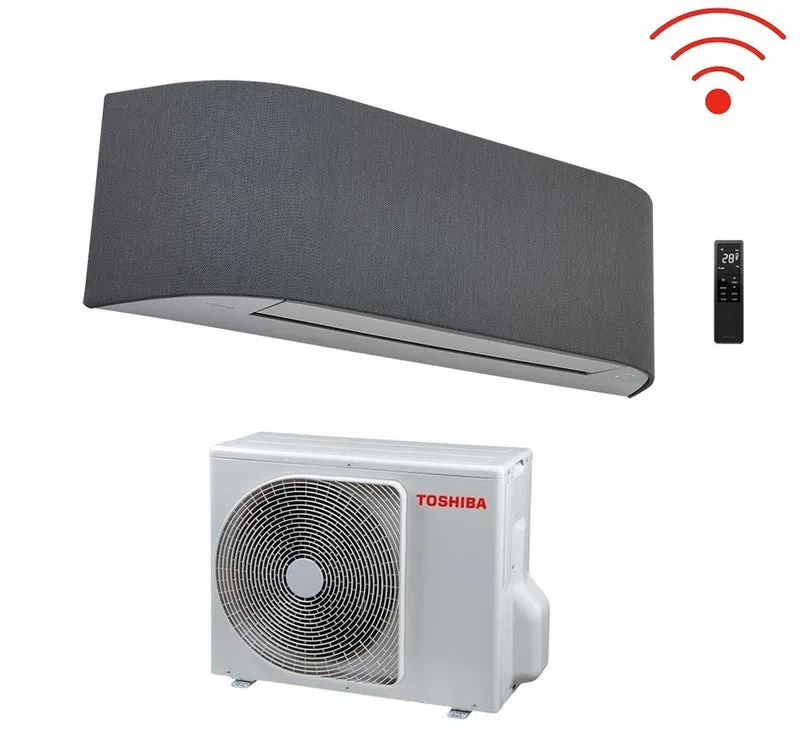 Toshiba Inverter-Klimaanlage HAORI-Serie 13000 BTU R-32 RAS-B13N4KVRG-E Integriertes WLAN A+++ Hellgrau/Dunkelgrau – NEU Dunkelgrau Hellgrau
