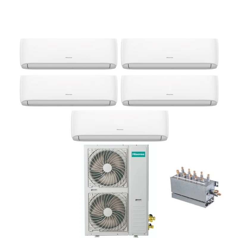 Climatizzatore Condizionatore Hisense Penta Split Inverter serie Hi-COMFORT 9+9+9+12+12 con AMW123U4SE R-410 Wi-Fi Integrato Compreso di Branch Box 9000+9000+9000+12000+12000
