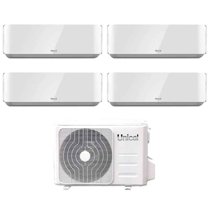 Climatizzatore Condizionatore Unical Quadri Split Inverter serie AIR CRISTAL 10+10+10+10 con KMX4 36HE R-32 Wi-Fi Optional 10000+10000+10000+10000