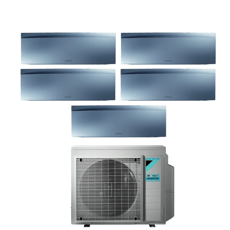 Daikin Bluevolution Penta Split Inverter-Klimaanlage EMURA SILVER III Serie 9+9+9+9+18 mit 5MXM90N R-32 integriertem WLAN 9000+9000+9000+9000+18000 Silberfarbe – italienische Garantie
