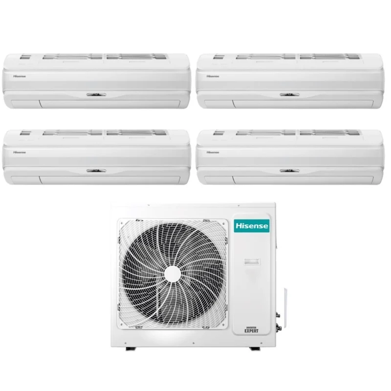Hisense Klimaanlage Quadri Split Inverter Panels SILENTIUM PRO 9+9+9+12 Serie mit 4AMW105U4RAA R-32 Integriertes WLAN 9000+9000+9000+12000 - Neu