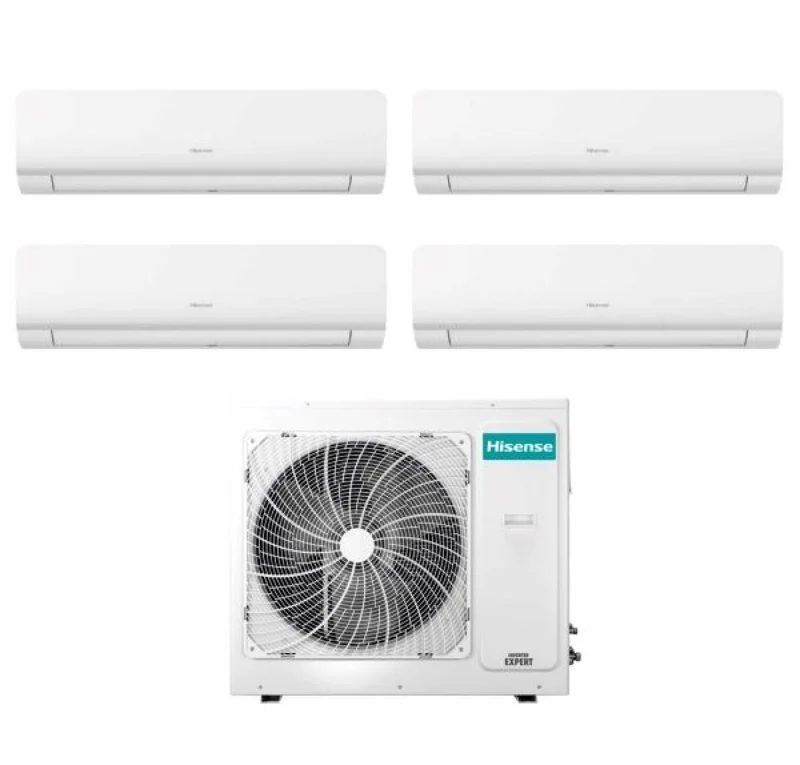 Climatizzatore Condizionatore Hisense Quadri Split Inverter serie NEW ENERGY 9+9+9+9 con 4AMW105U4RAA R-32 Wi-Fi Integrato 9000+9000+9000+9000 - Novità