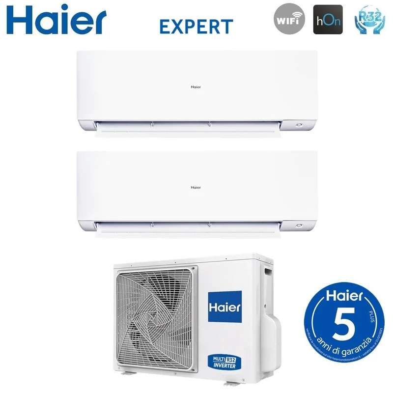 Climatizzatore Condizionatore Haier Dual Split Inverter serie EXPERT 9+15 con 2U50S2SM1FA-3 R-32 Wi-Fi Integrato 9000+15000