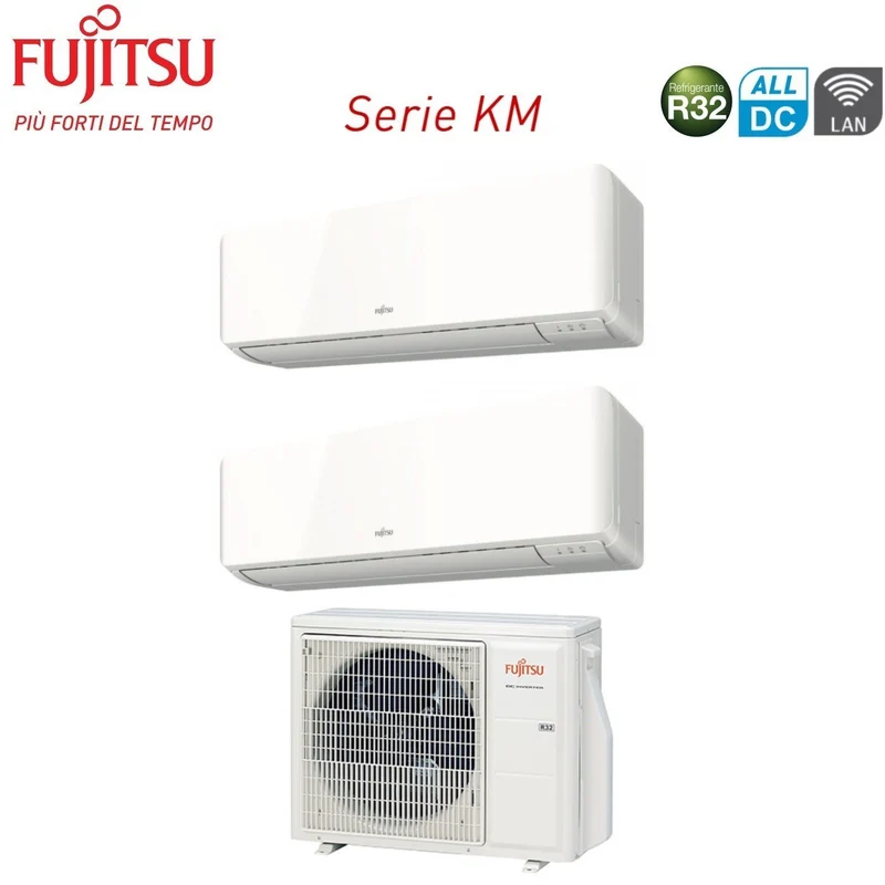 Fujitsu Dual Split Inverter Klimaanlage KM 12+12 Serie mit AOYG18KBTA2 R-32 Wi-Fi optional 12000+12000 – Neu
