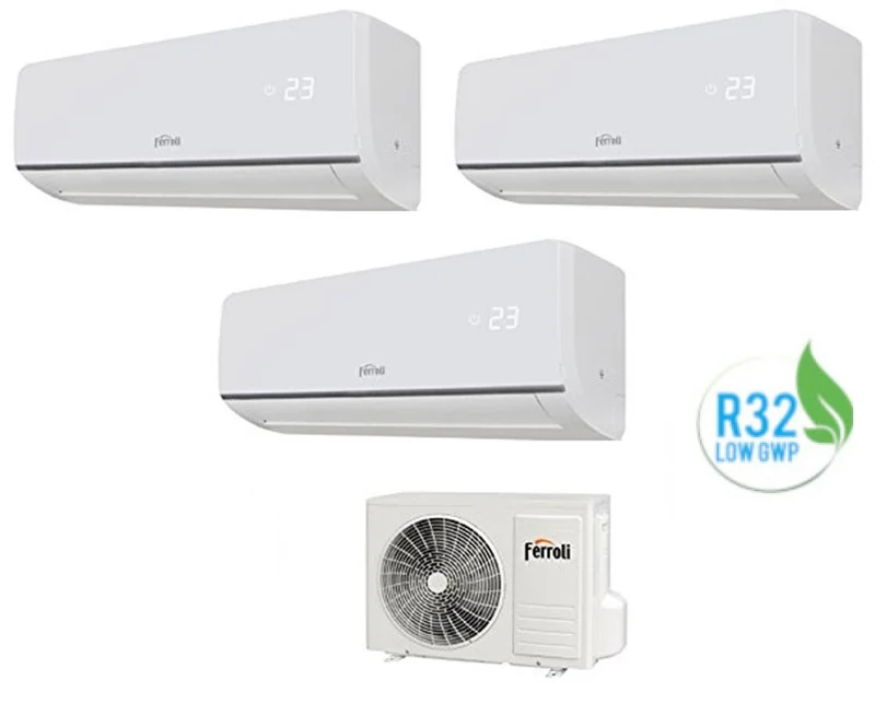 Climatizzatore Condizionatore Ferroli Trial Split Inverter R32 serie ASTER M 3.2 9000+9000+9000 con 24-3 9+9+9 Trial