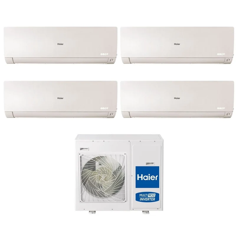 Haier Quadri Split Inverter-Klimaanlage FLEXIS PLUS WHITE Serie 12+12+12+12 mit 4U85S2SR3FA R-32 integriertem WLAN, weiße Farbe 12000+12000+12000+12000