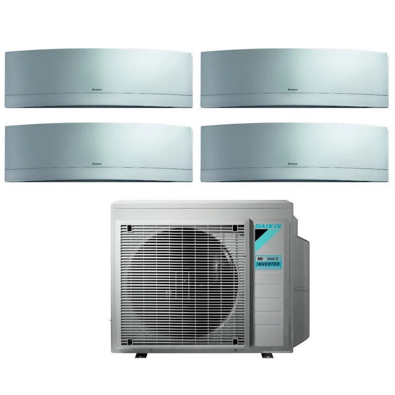Daikin Bluevolution Quadri Split-Inverter-Panels für Klimaanlagen, EMURA SILVER, Serie 9+9+12+12 mit 4MXM80N R-32, integriertem WLAN, 9000+9000+12000+12000, Farbe Silber – italienische Garantie