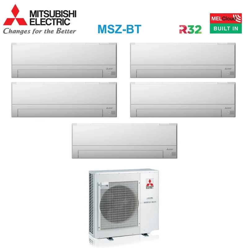 Penta Split-Klimaanlage Mitsubishi Electric MSZ-BT 9+9+12+12+12 mit MXZ-5F102VF R-32 integriertem WLAN