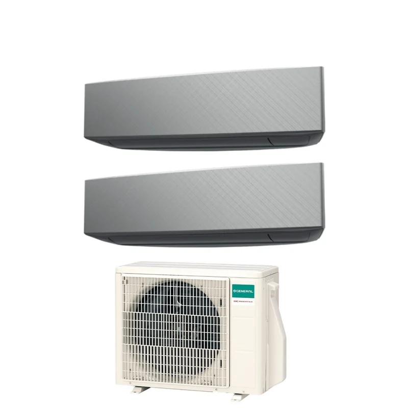 Dual Split General Fujitsu KE Silver 9+9 Klimaanlage mit AOHG18KBTA2 R-32 Wi-Fi optional Silver