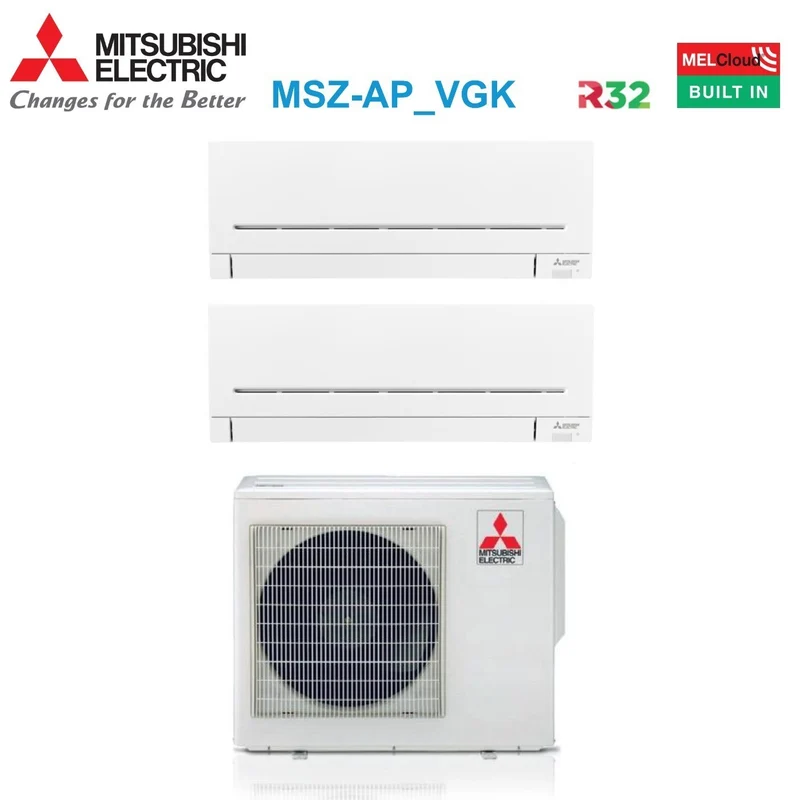 Climatizzatore Condizionatore Mitsubishi Electric Trial Split Inverter Serie AP-VGK 9+18 con MXZ-3F68VF2 R-32 Wi-Fi Integrato 9000+18000