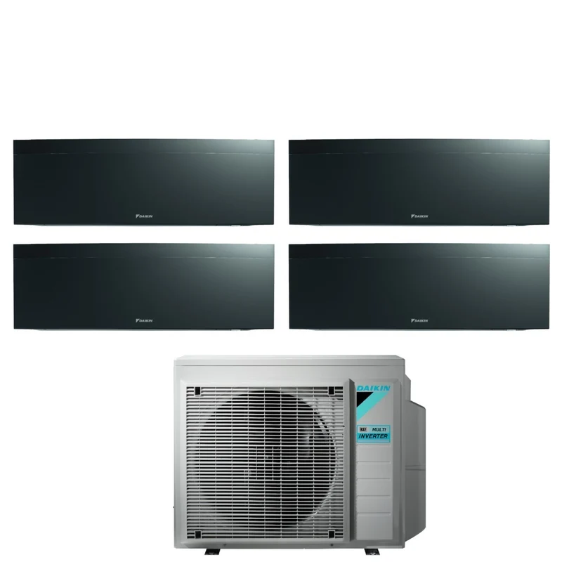 Daikin Bluevolution Quadri Split-Inverter-Panels für Klimaanlagen EMURA BLACK III Serie 7+7+7+7 mit 4MXM68N R-32 integriertem WLAN 7000+7000+7000+7000 schwarze Farbe – italienische Garantie