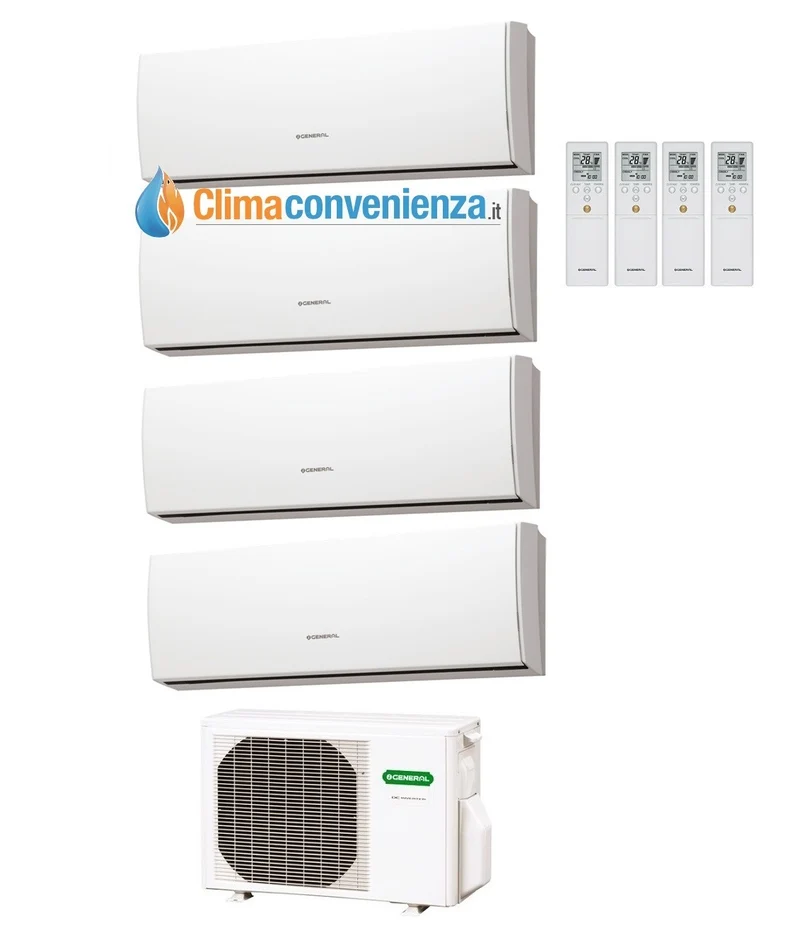 Climatizzatore Condizionatore Quadri Split Inverter Fujitsu General Serie LU 9000+9000+12000+14000 con AOHG30LAT4 9+9+12+14 LUCA