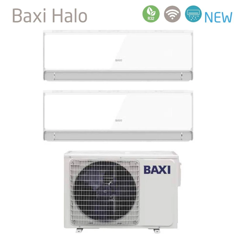 Climatizzatore Condizionatore Baxi Dual Split Inverter Serie HALO BIANCO 9+18 con LSGT70-3M R-32 Wi-Fi Integrato 9000+18000