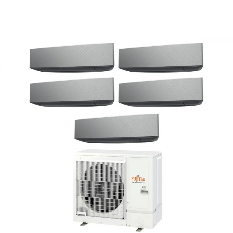 Fujitsu Penta Split Inverter Klimaanlage KE SILVER Serie 9+9+12+12+12 mit AOYG36KBTA5 R-32 WI-Fi optional 9000+9000+12000+12000+12000 Silberfarbe