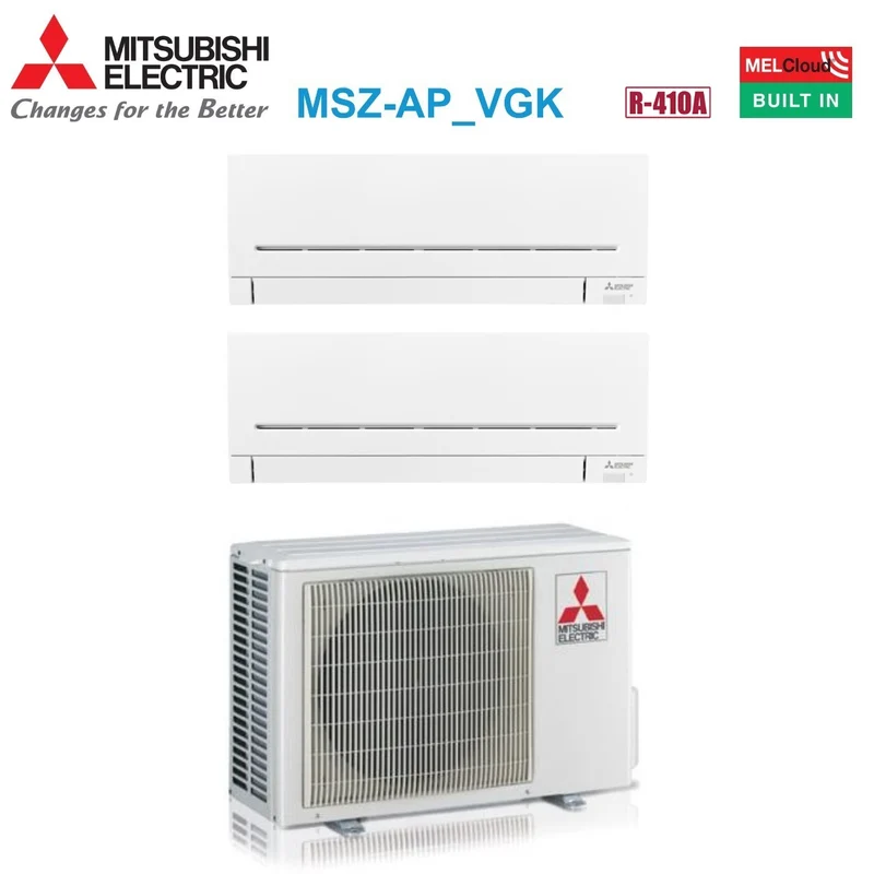 Mitsubishi Electric Dual-Split-Inverter-Klimaanlage AP-VGK 9+9-Serie mit MXZ-2D33VA R-410 integriertem Wi-Fi 9000+9000