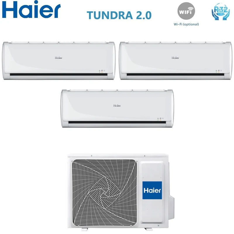 Haier Trial Split Inverter-Klimaanlage TUNDRA 2.0 Serie 7+7+18 mit 3U70S2SR2FA R-32 WLAN optional 7000+7000+18000 – Neu
