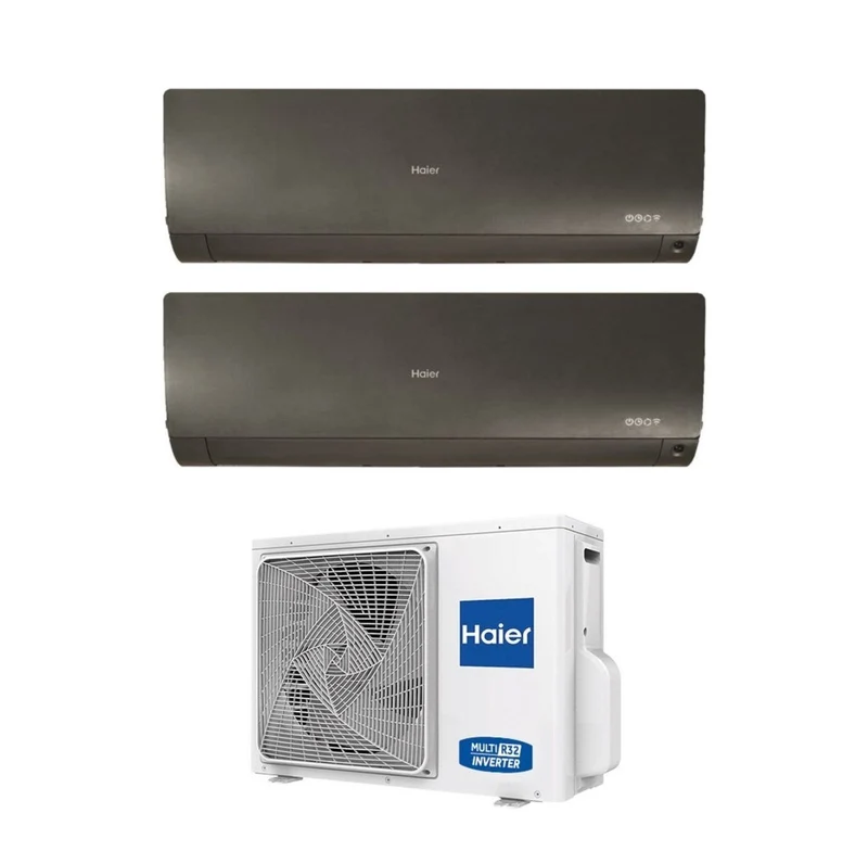 Dual-Split-Klimaanlage Haier Flexis Plus Black 9+9 mit 2U50S2SM1FA R-32 integriertem WLAN Schwarz