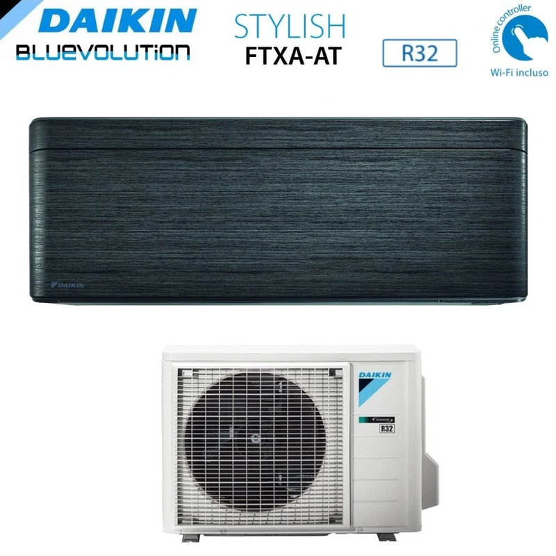 Daikin Bluevolution Inverter-Klimaanlage STYLISH BLACKWOOD Serie 9000 BTU FTXA25AT R-32 Integriertes WLAN Klasse A+++ SCHWARZ