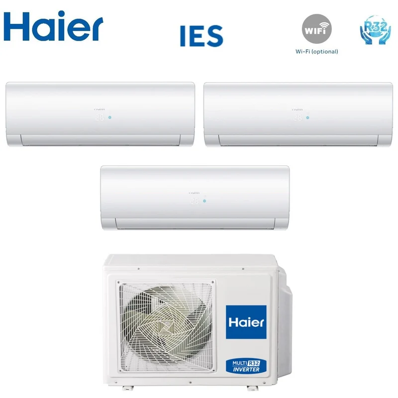 Haier Trial Split Inverter-Klimaanlage IES Serie 9+12+12 mit 3U70S2SR2FA Gas R-32 9000+12000+12000 WLAN optional