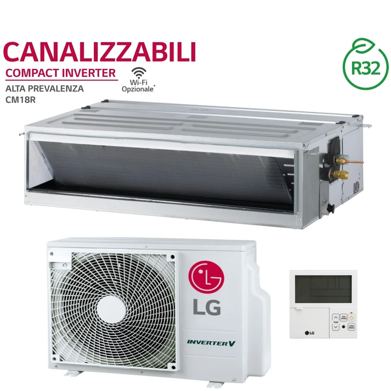 Climatizzatore Condizionatore LG Canalizzabile Compact 18000 Btu CM18R.N10 R-32 A++/A+ Wi-Fi Optional Comando a Filo Incluso