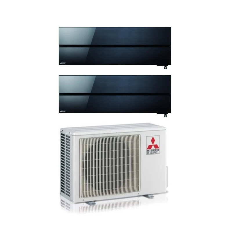 Condizionatore Dual Split Mitsubishi Electric Kirigamine Style Onyx Black 9+12 con MXZ-2F53VF R-32 Wi-Fi Integrato Nero