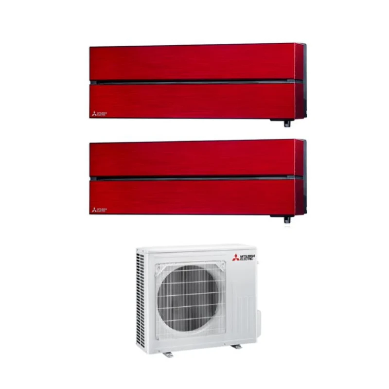Mitsubishi Electric Dual-Split-Klimaanlage Kirigamine Style Ruby Red 9+9 mit MXZ-2F53VF R-32 integriertem WLAN