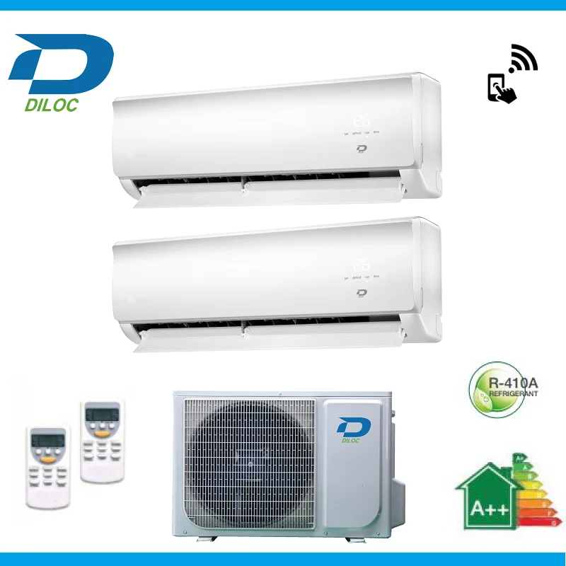 CLIMATIZZATORE CONDIZIONATORE DILOC DUAL SPLIT INVERTER serie WALL 9+9 con WALL-OUT200 classe A++ 9000+9000 Wi-Fi INCLUSO