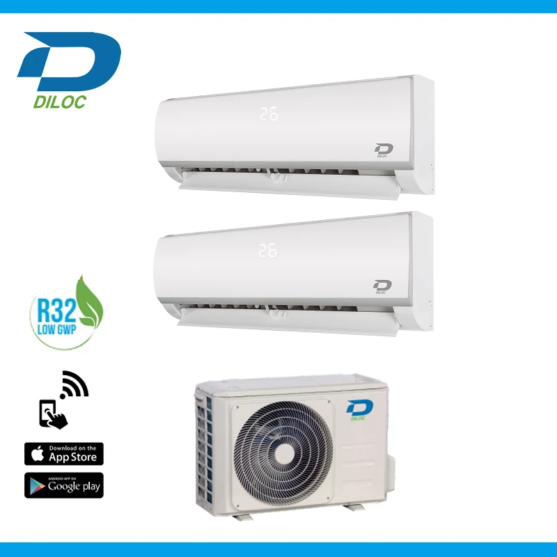 Climatizzatore Condizionatore Diloc Dual Split Iinverter serie FROZEN 9+12 con D.FROZEN240 R-32 Wi-Fi Optional 9000+12000