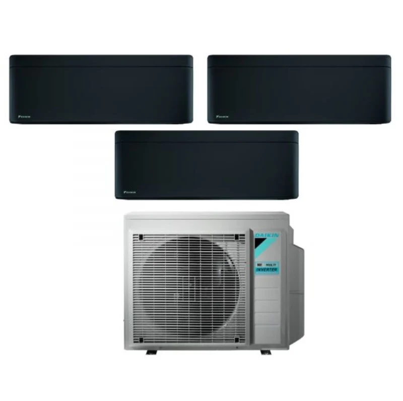 Daikin Bluevolution Trial Split Inverter-Klimaanlage STYLISH TOTAL BLACK 9+9+12-Serie mit 3MXM52N R-32 integriertem WLAN 9000+9000+12000 schwarze Farbe – italienische Garantie