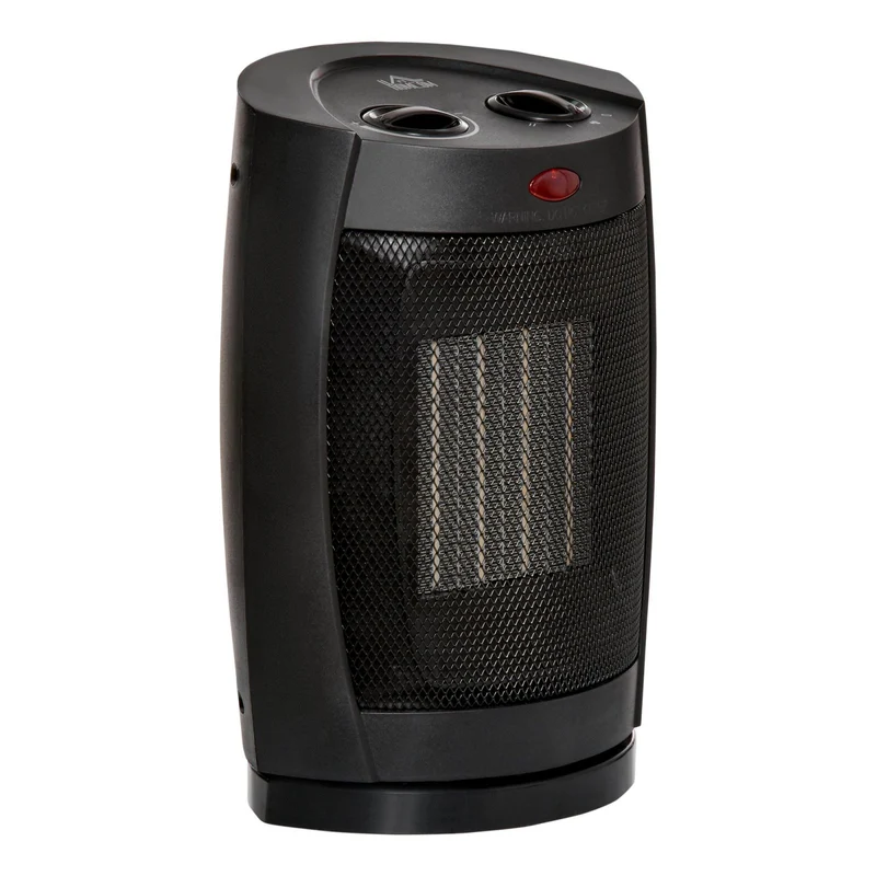 Easycomfort Stufetta Elettrica Ceramica Oscillante a 60°, Aria e Temperatura Regolabili 6-38°C, Potenza 900W/1500W, 19.5x14.8x28cm, Nero
