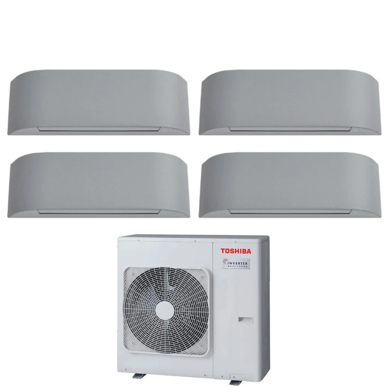 Toshiba HAORI Serie 10+10+13+16 (9+9+12+15) Quad Split Inverter Klimaanlage RAS-4M27U2AVG-E R-32 Integriertes WLAN 10000+10000+13000+16000 (9000+9000+12000+15000) Hellgrau
