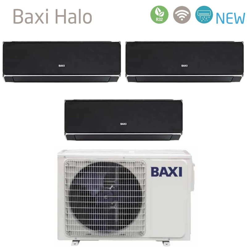 Baxi Trial Split Inverter-Klimaanlage der Serie HALO BLACK 9+9+12 mit LSGT60-3M R-32 integriertem WLAN 9000+9000+12000