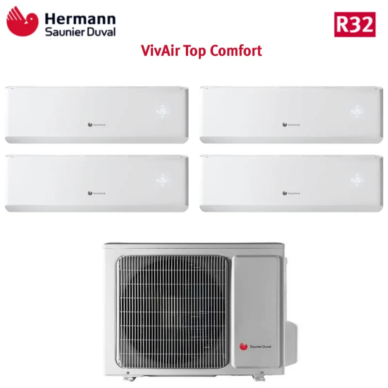 Klimaanlage Hermann Saunier Duval Quadri Split Inverter TOP COMFORT Serie 7+7+7+7 mit SDH20-080MC4NO R-32 7000+7000+7000+7000