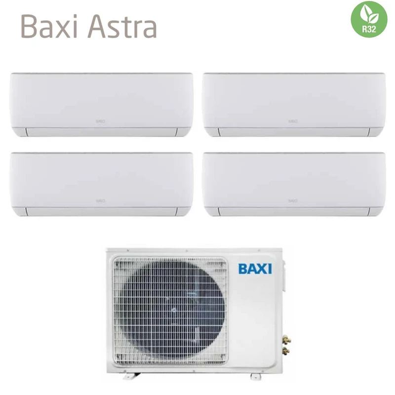 Baxi Quadri Split Inverter-Klimaanlage Astra Serie 7+7+9+18 mit LSGT100-4M R-32 Wi-Fi optional 7000+7000+9000+18000 – Neu