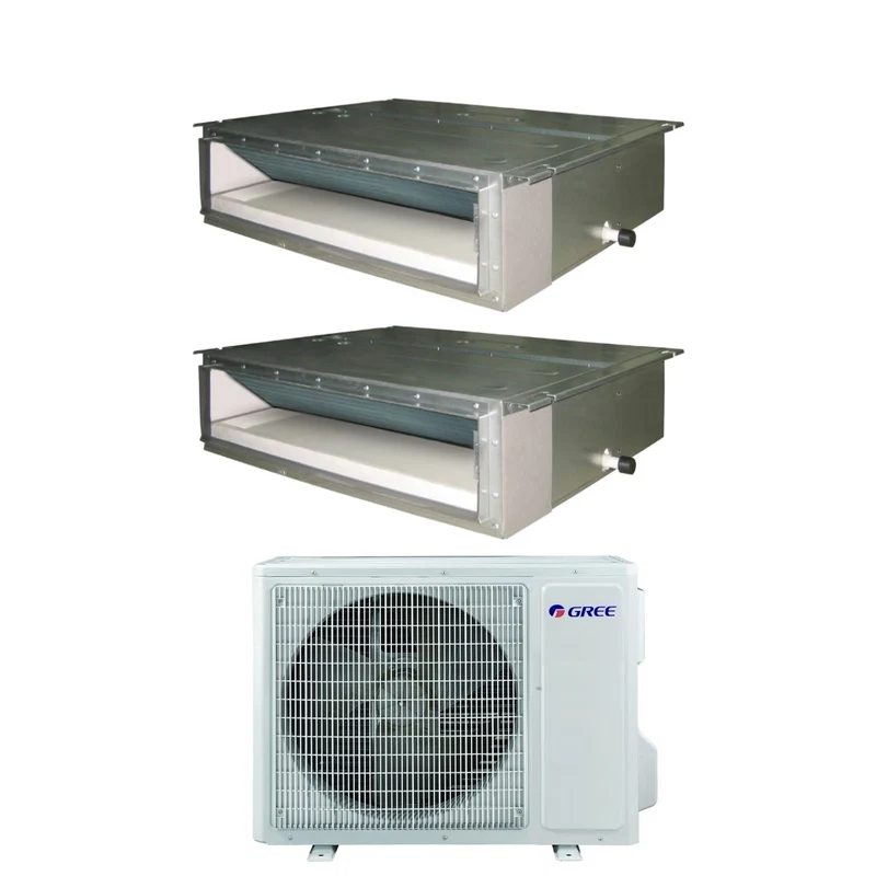 Gree Kanal-Dual Split-Inverter-Klimaanlage 9+12 mit GWHD(24)NK6OO R-32 9000+12000