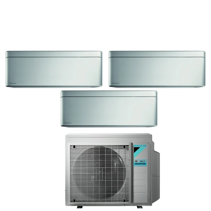 Daikin Bluevolution Trial Split Inverter-Klimaanlage STYLISH TOTAL SILVER Serie 9+12+15 mit 3MXM68N R-32 integriertem WLAN 9000+12000+15000 graue Farbe – italienische Garantie