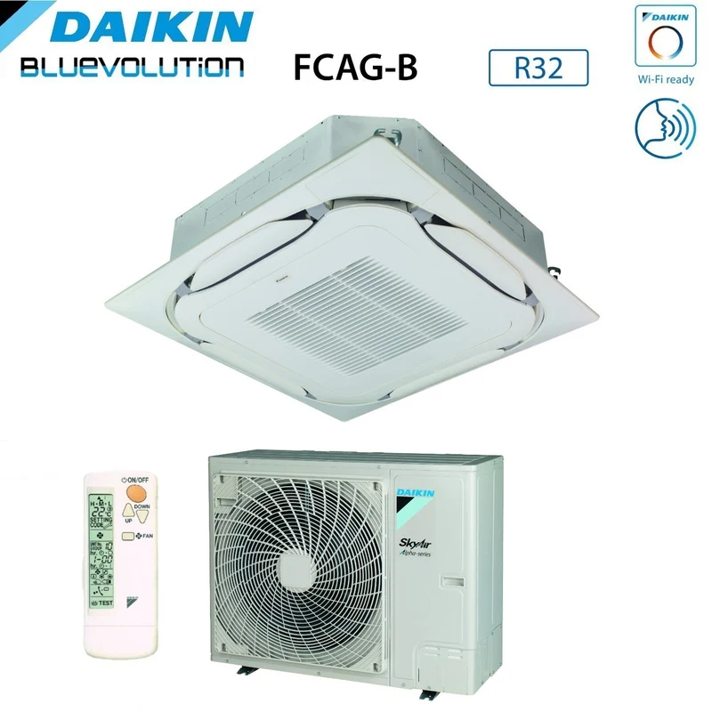 Daikin Bluevolution Round Flow Kassetten-Klimaanlage 24000 BTU FCAG71B + RZAG71NY1 Dreiphasen-R-32-WLAN, optional mit Standardgitter im Lieferumfang enthalten
