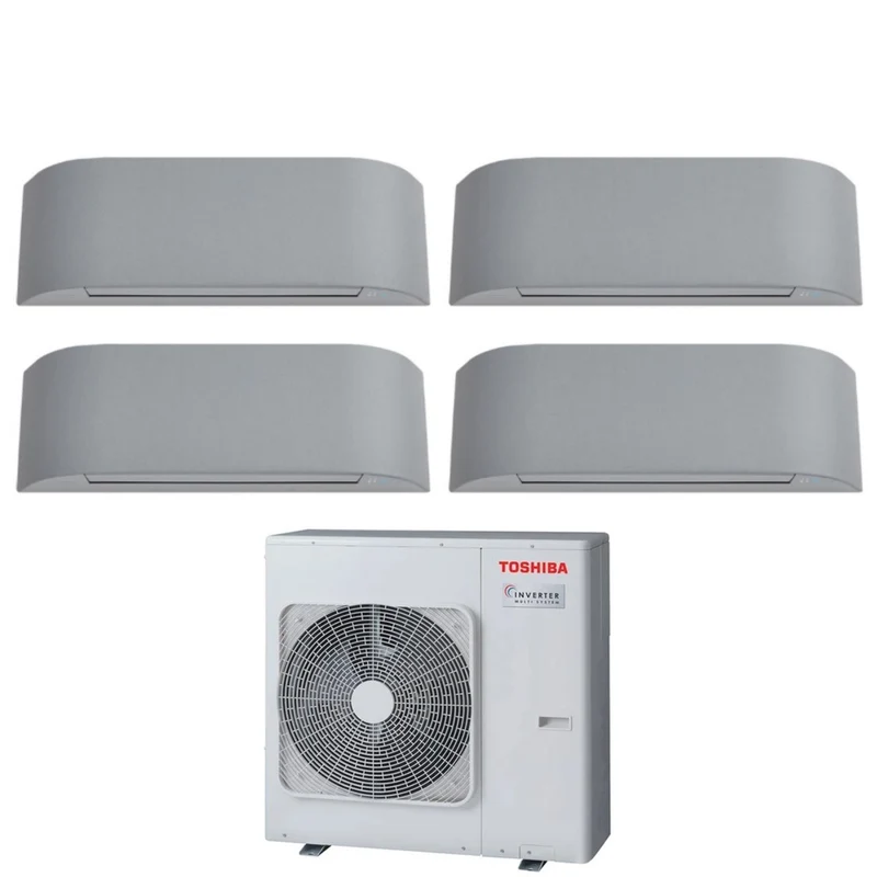 Toshiba HAORI Serie 10+10+10+10 (9+9+9+9) Quad Split Inverter Klimaanlage RAS-4M27U2AVG-E R-32 Integriertes WLAN 10000+10000+10000+10000 (9000+9000+9000+9000) Hellgrau
