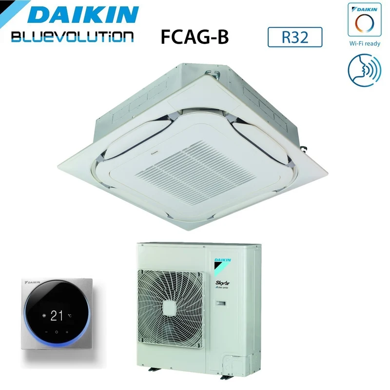 Daikin Bluevolution Round Flow Kassetten-Klimaanlage 42000 BTU FCAG125B + AZAS125MV1 R-32 Wi-Fi optional mit Standardgitter im Lieferumfang enthalten